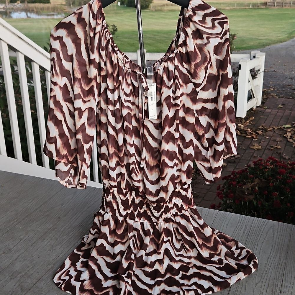 VICTORIA'S SECRET SWIM Beachwear Sheer Crinkle Smocked Mini Dress NEW Coverup